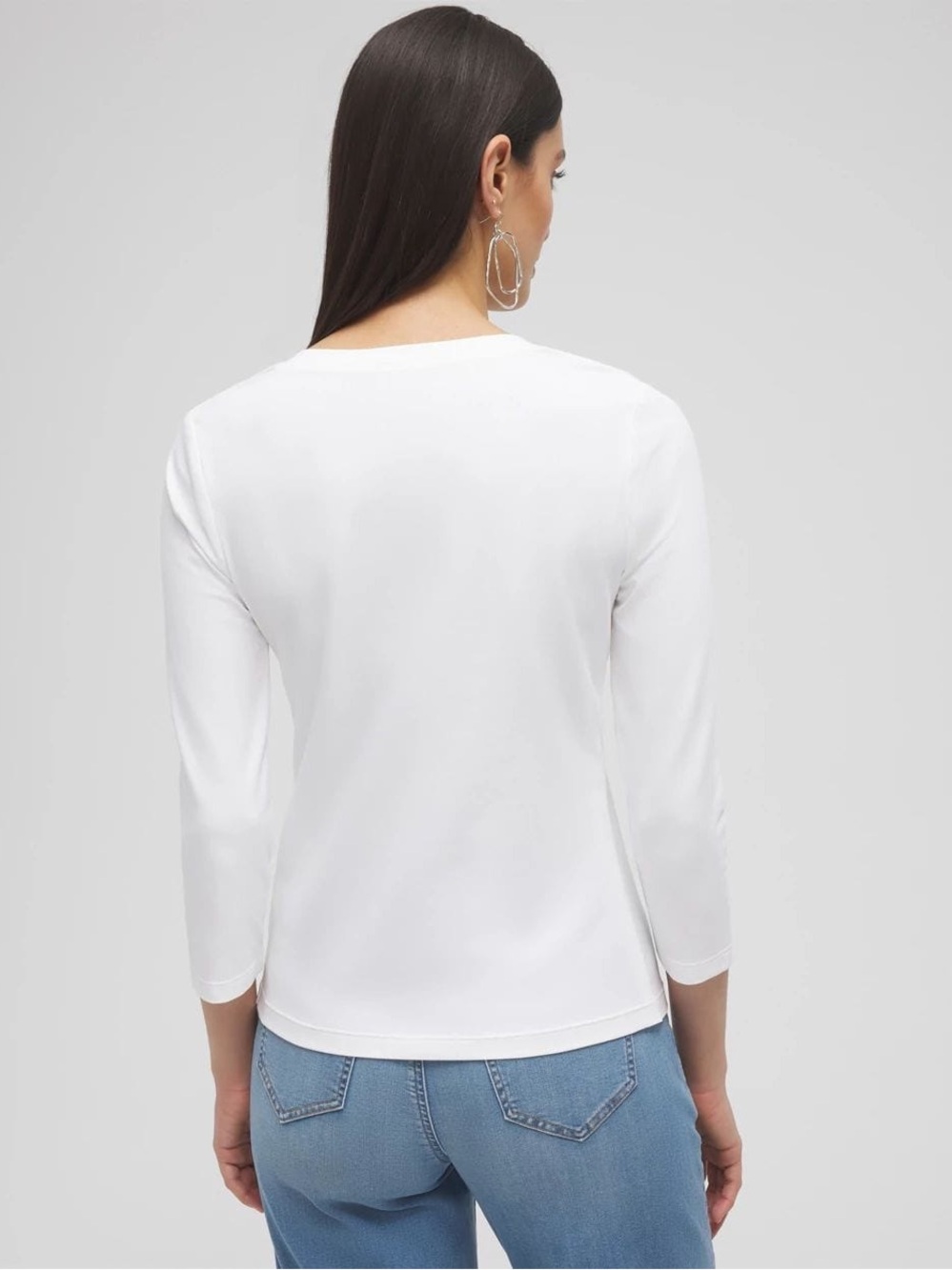Chico’s White V-Neck 3/4 Sleeve Perfect Tee Size 4 XXL 20/22 - Picture 3 of 9